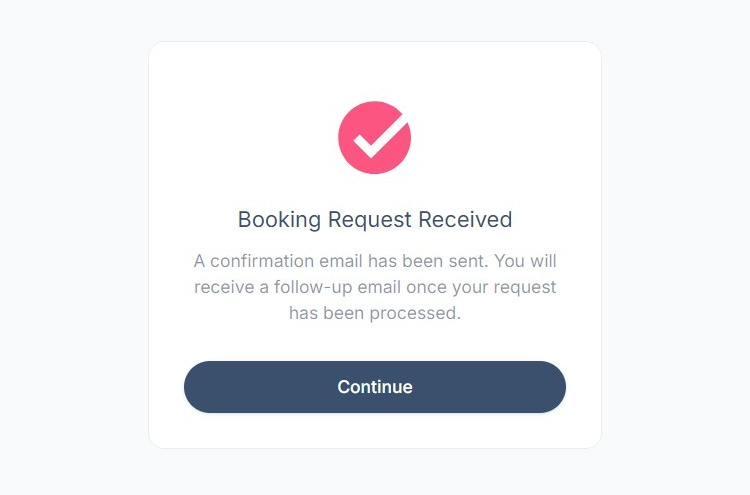The confirmation message