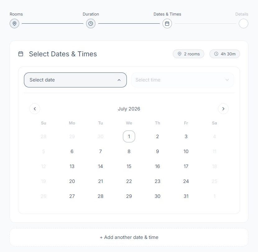 Selecting a date from the calendar