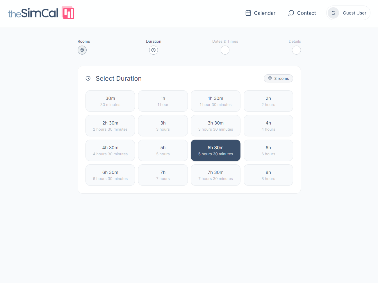 Step 2 — choosing a session duration