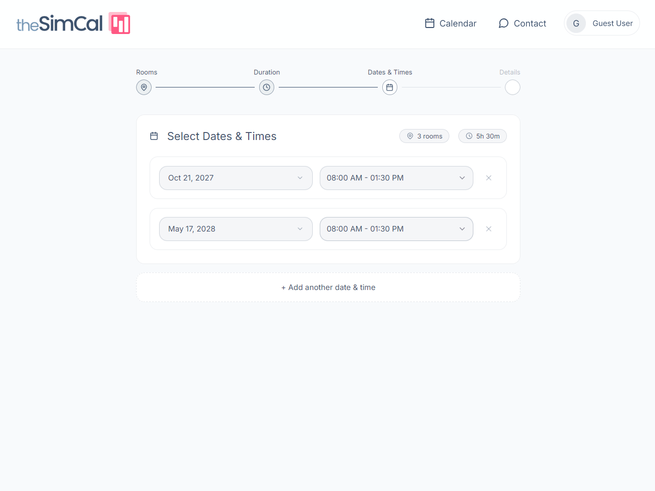 Step 3 — picking dates and times