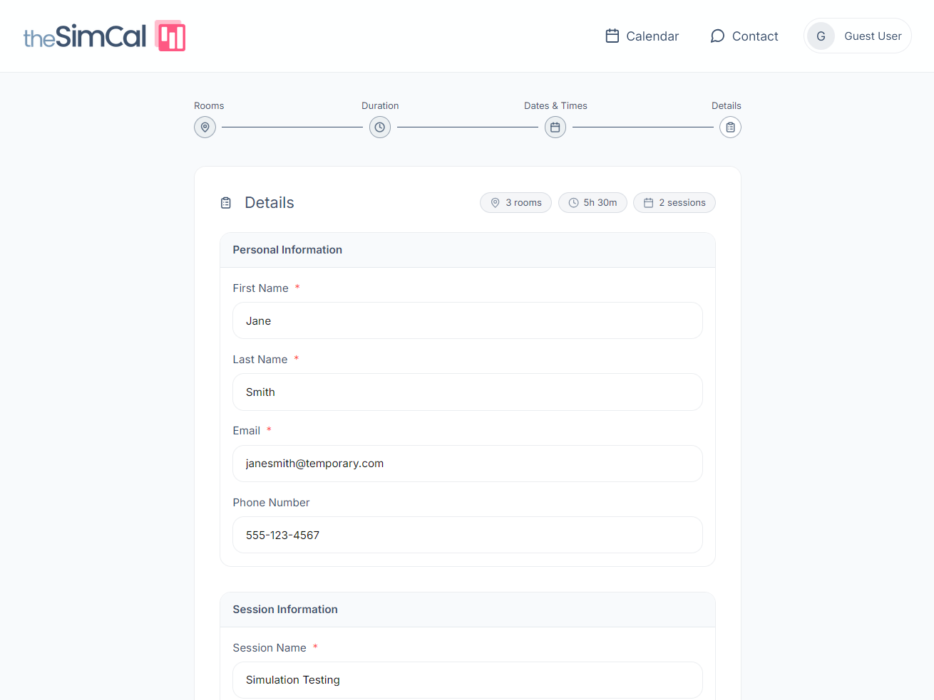 Step 4 — entering details and submitting the request